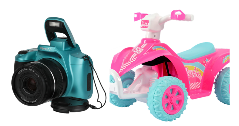 Vivitar camera and Barbie quad bike